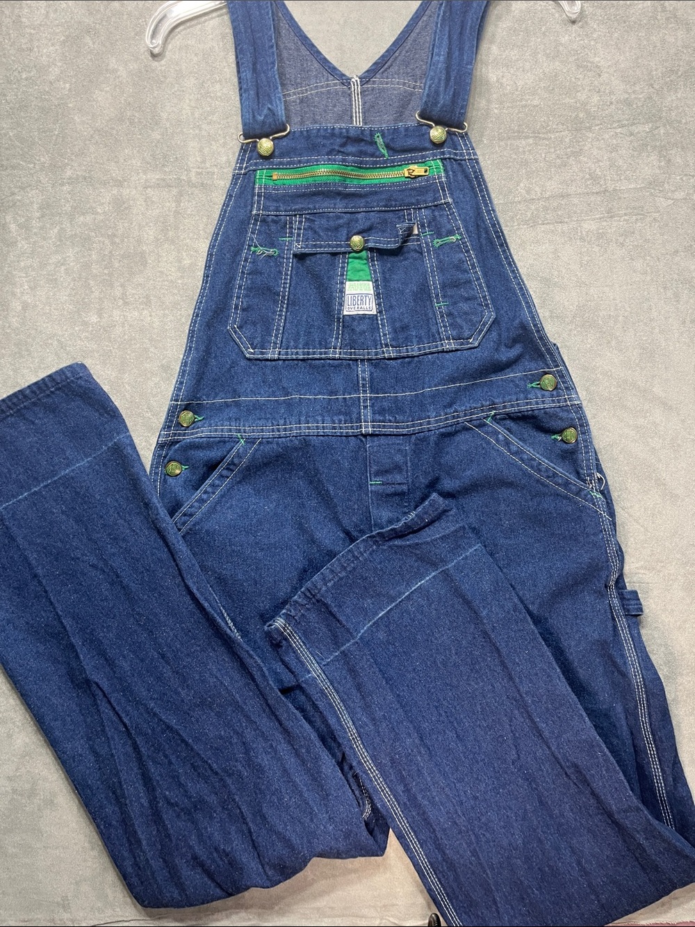 Vintage Liberty Overalls 34x32 USA Dark Wash Denim Work Bib Carpenter